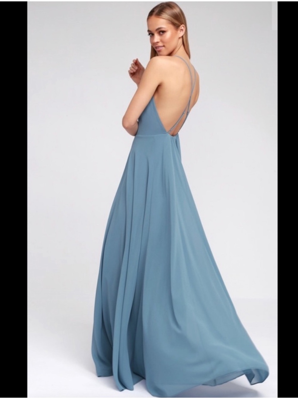 Lulus MYTHICAL KIND OF LOVE SLATE BLUE MAXI DRESS
